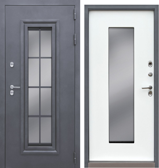 Входная дверь Атриум Кристина Термо Муар Бордо стеклопакет зеркальный