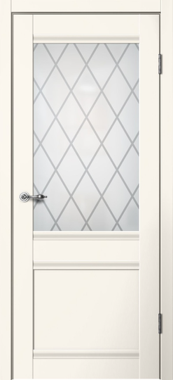 Межкомнатная дверь Flydoors Classic С01 Эмалит ваниль стекло Английская решетка