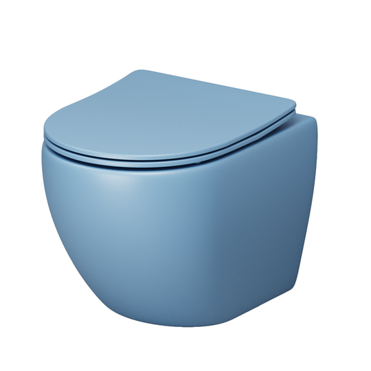 Унитаз подвесной безободковый Grossman Color GR-4455BSMS голубой матовый сиденье микролифт