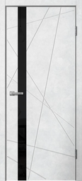 Межкомнатная дверь Flydoors Line 02 Бетон светлый стекло лакобель черное