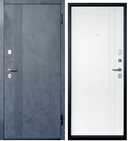 Входная дверь Промет Ламина Бетон графит/Экошагрень белая