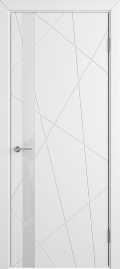 Межкомнатная дверь VFD Stockholm Avangard Flitta Polar стекло лакобель белое white gloss