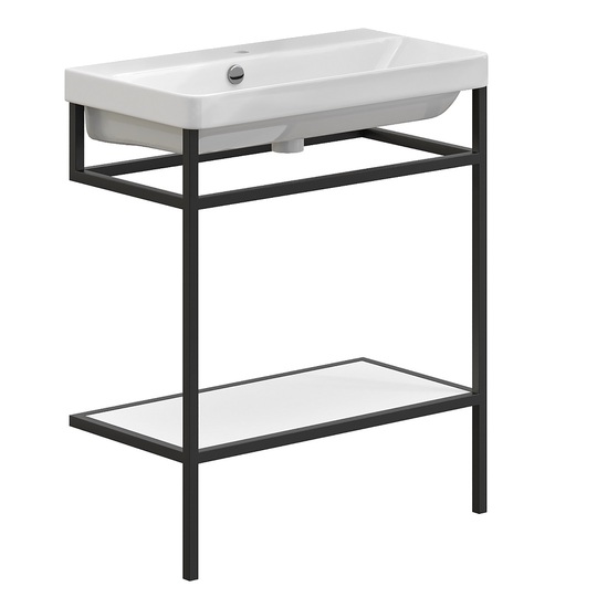 Консоль с раковиной Stworki Эстфолл 70 черный муар