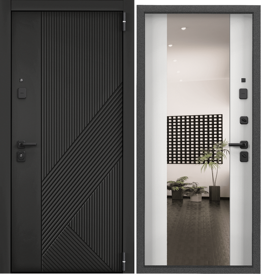 Дверь входная стальная Торэкс Tau LT PP ПВХ Черная шагрень T-DL6/ПВХ Бьянко T-MM