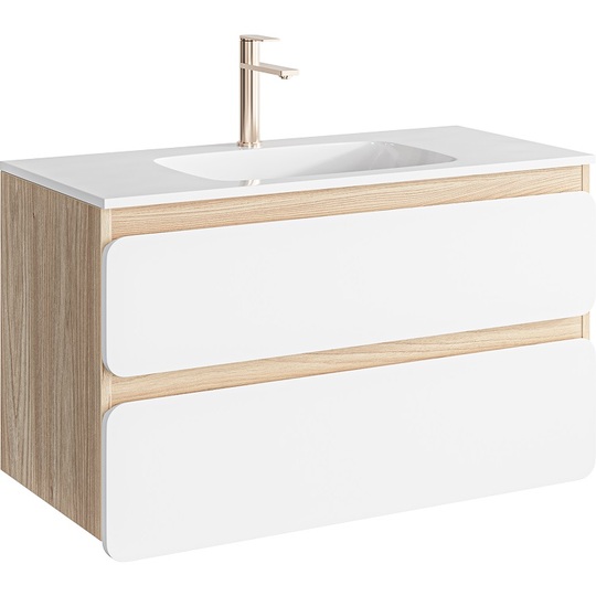 Тумба с раковиной Aqwella Vento 100 акация/белый